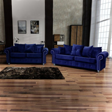 Ashwin Plush Velvet 3 Seater and 2 Seater Sofa Set