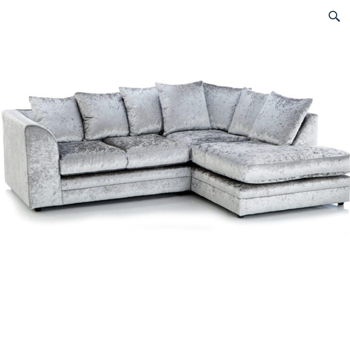 Crystal Crushed Velvet 4 Seater Corner Sofa