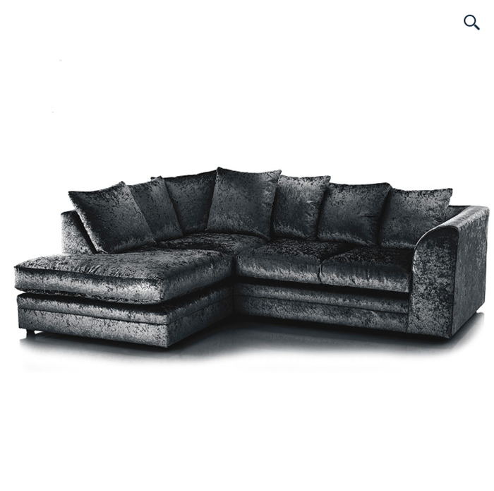 Crystal Crushed Velvet 4 Seater Corner Sofa