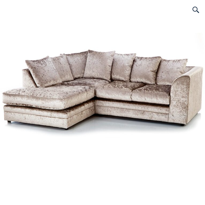 Crystal Crushed Velvet 4 Seater Corner Sofa