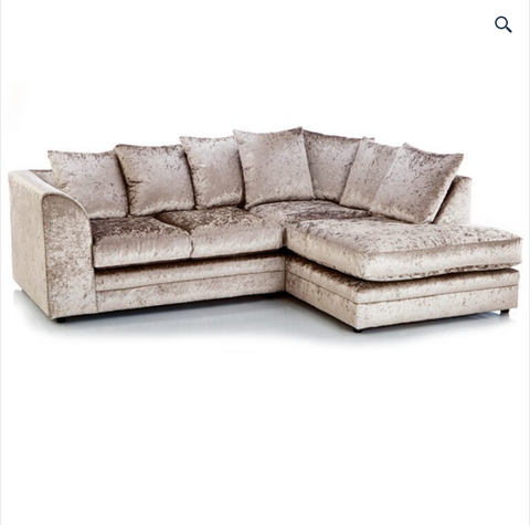 Crystal Crushed Velvet 4 Seater Corner Sofa