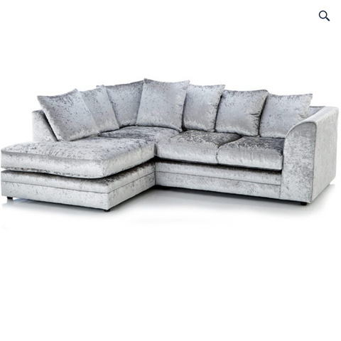 Crystal Crushed Velvet 4 Seater Corner Sofa