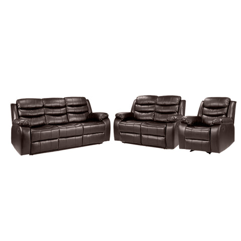 ROMA BLACK LEATHER 3+2+1 SOFA SET (Air Leather UKFR)