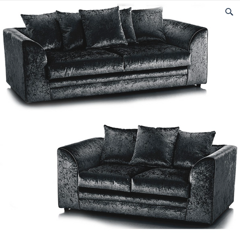 Crystal Crushed Velvet 2 Seater 3 Seater 2 + 3 Seater  Sofa Set