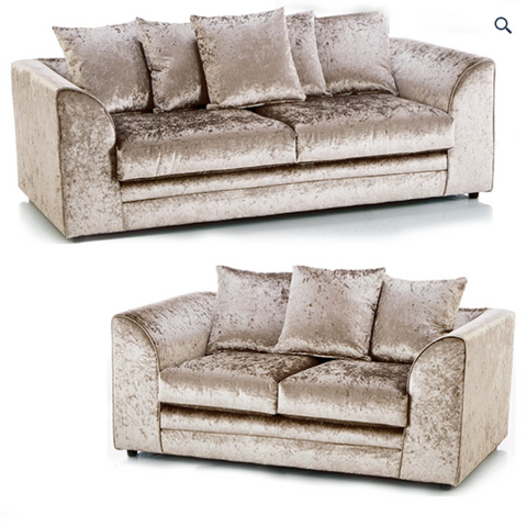 Crystal Crushed Velvet 2 Seater 3 Seater 2 + 3 Seater  Sofa Set