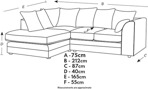 Crystal Crushed Velvet 4 Seater Corner Sofa