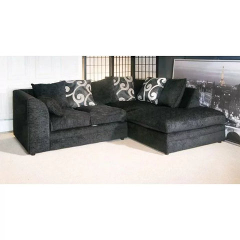 Alisa black 4 seater L shape corner sofa