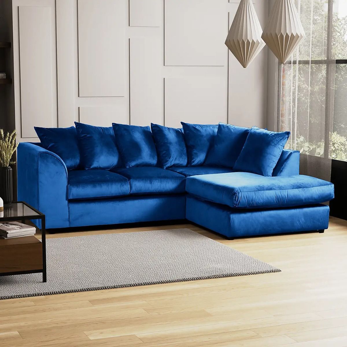 Dark Royal Blue Plush Velvet Dylan Sofa Mini