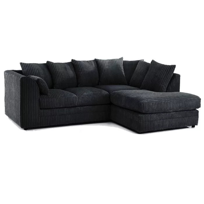 L shape 4 seater jumbo cord sofas in many colours