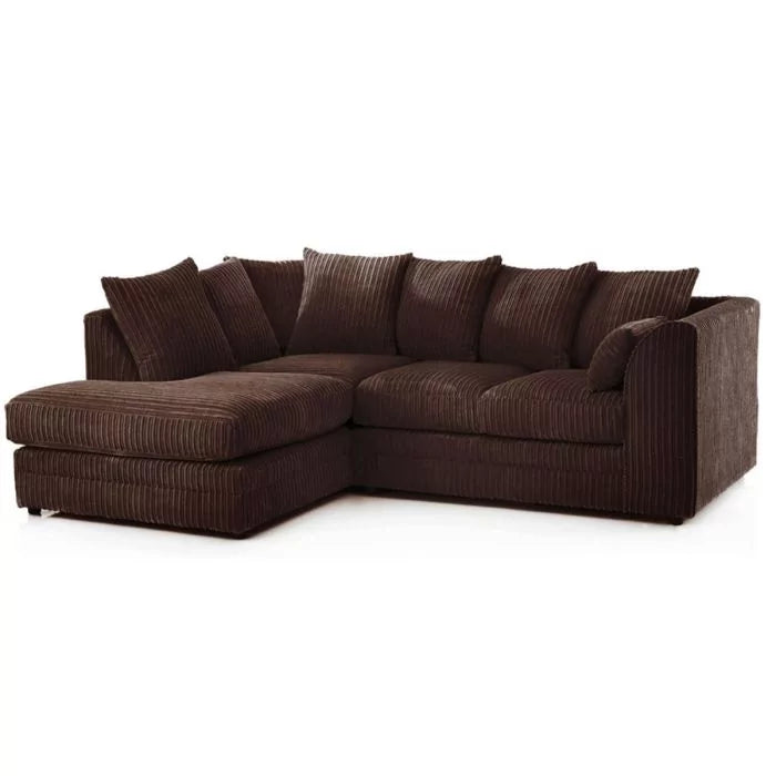 L shape 4 seater jumbo cord sofas in many colours