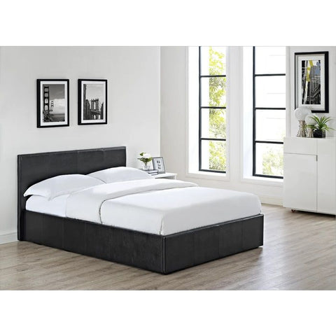 Faux Leather Bed Frame 4ft6 Double Bed – Black