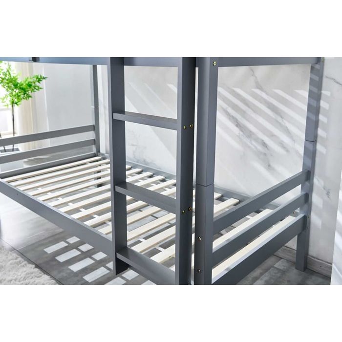 High Quality Pine Wooden Adults Bunk Single Bed – Grey