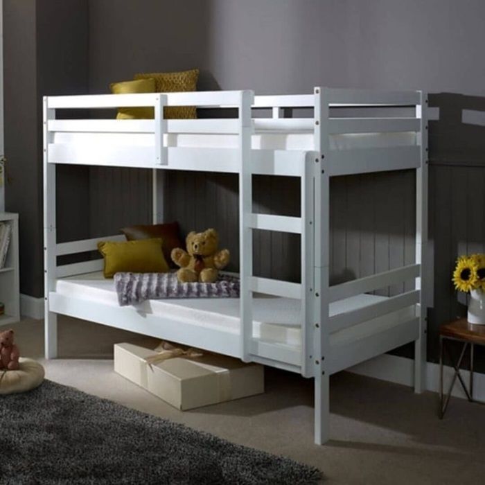 High Quality Pine Wooden Adults Bunk Single Bed – White