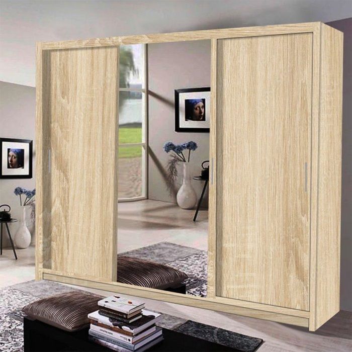 Koblenz Mirror Sliding Door 250cm Wardrobe - Oak