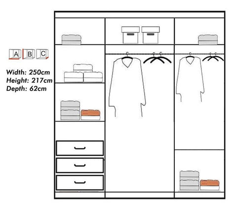 Koblenz Mirror Sliding Door 250cm Wardrobe - Wenge