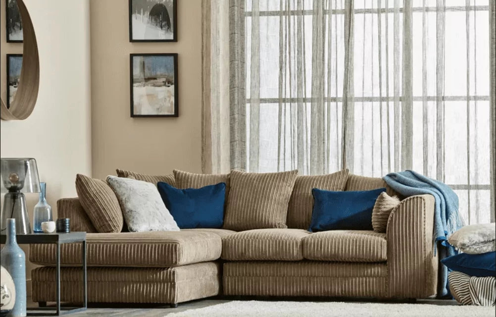 Malisa jumbo cord mink corner sofa