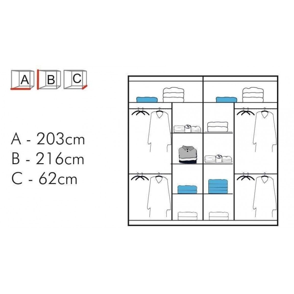 Mona 2-door mirrored sliding wardrobe