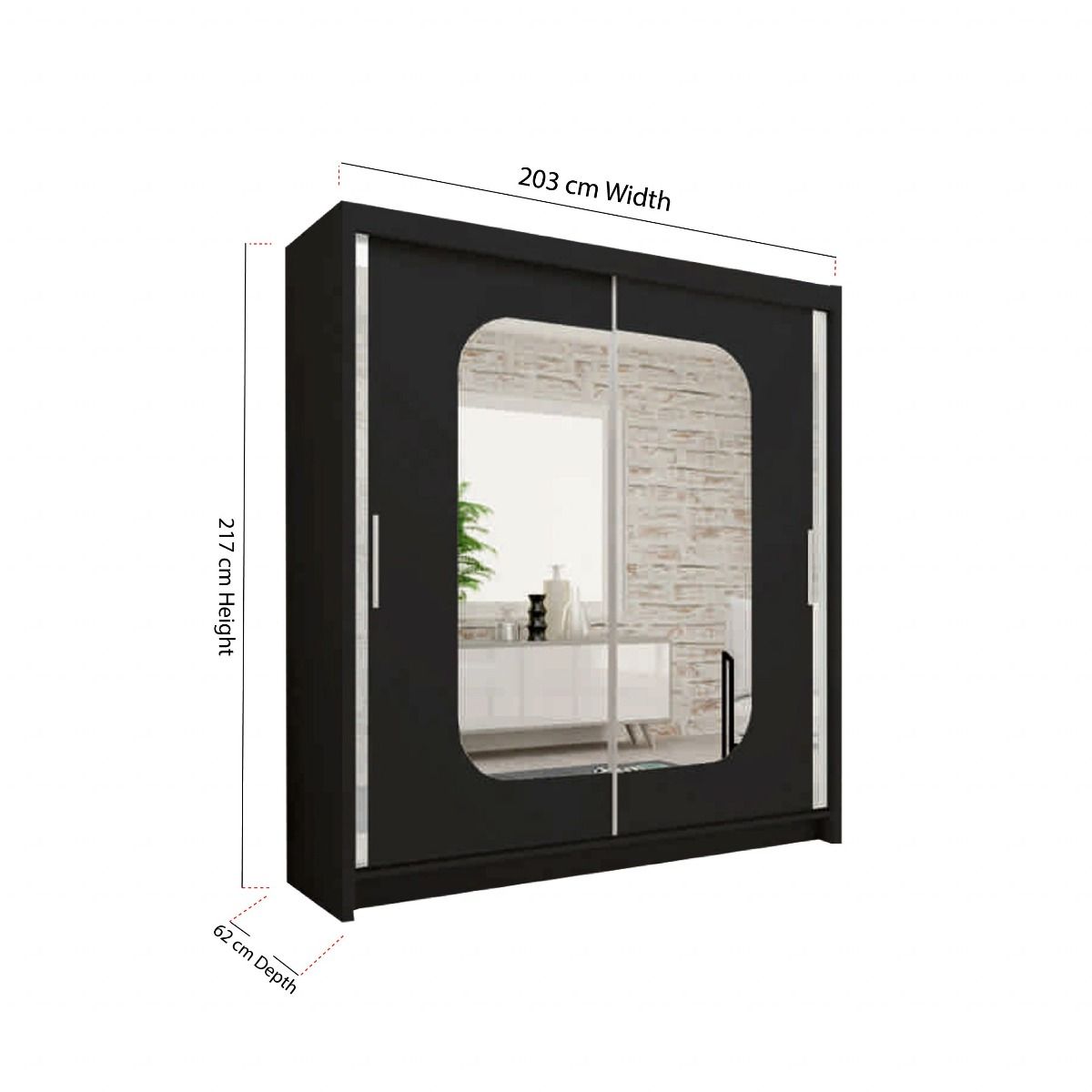 Mona 2-door mirrored sliding wardrobe