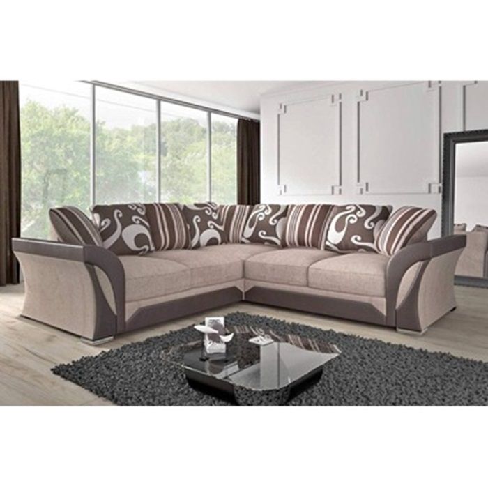 Shannon chenille fabric full corner sofas. – Brown with Beige