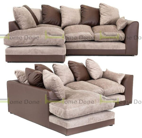 Aruba Dylan chenille fabric corner sofa in brown and beige