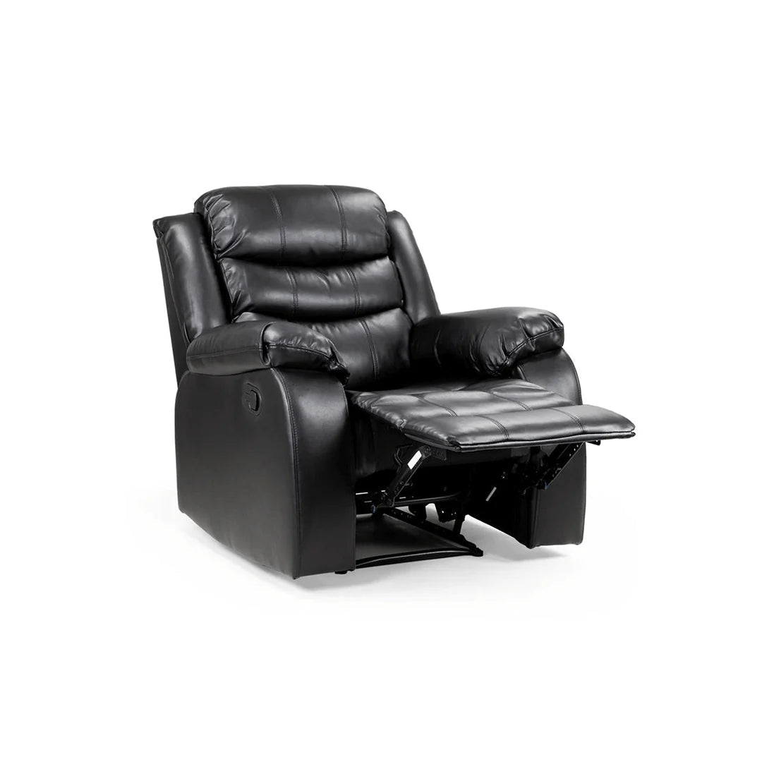 ROMA BLACK LEATHER 3+2+1 SOFA SET (Air Leather UKFR)