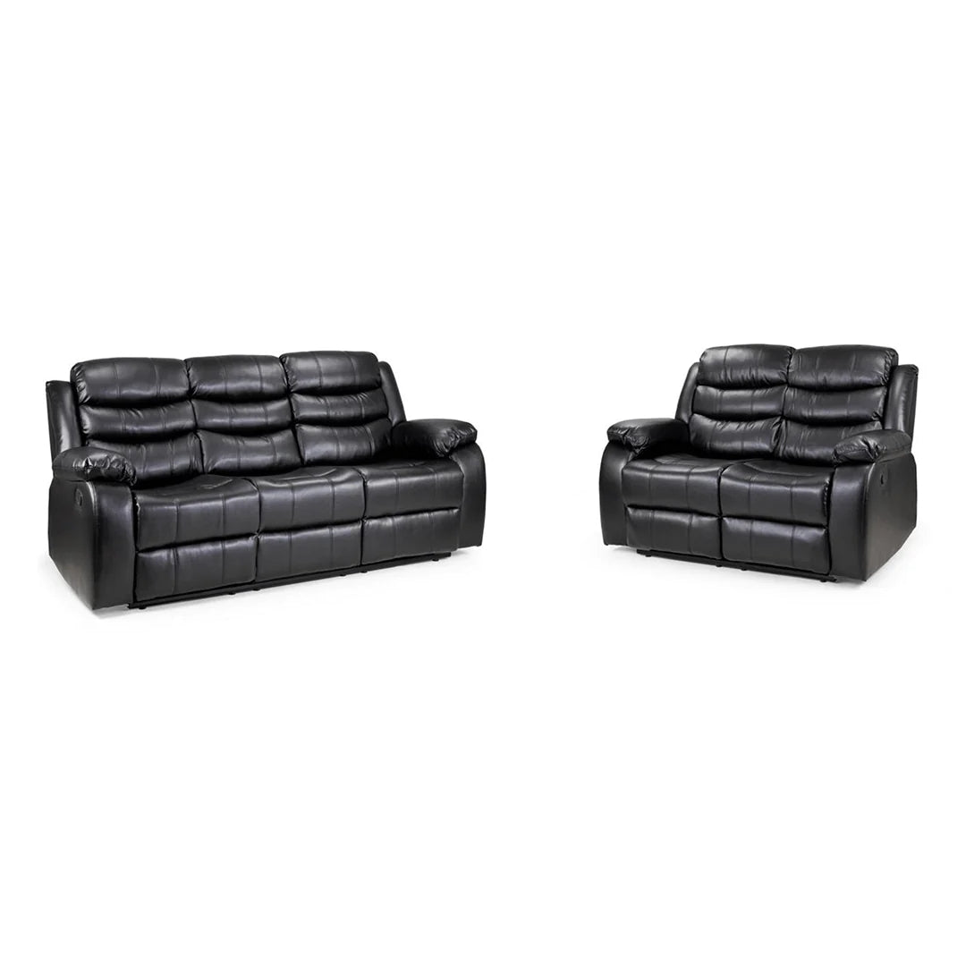 ROMA BLACK LEATHER 3+2+1 SOFA SET (Air Leather UKFR)