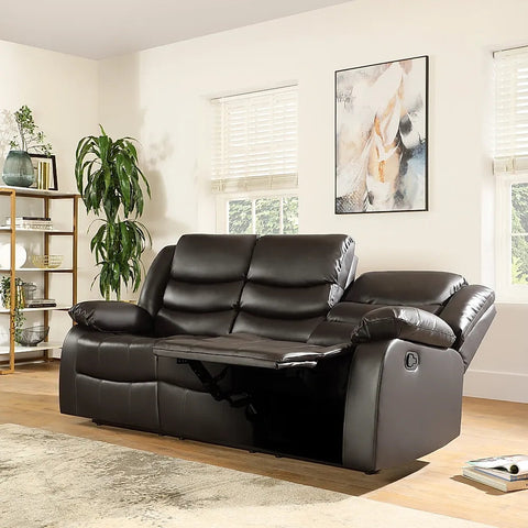 ROMA BLACK LEATHER 3+2+1 SOFA SET (Air Leather UKFR)