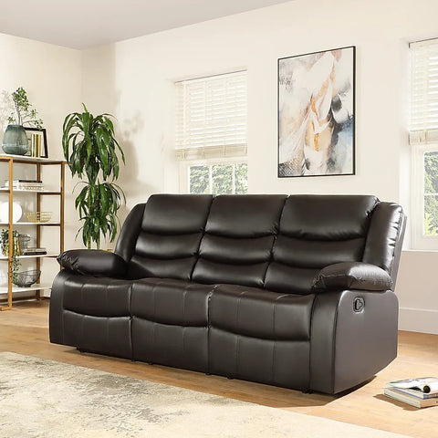 ROMA BLACK LEATHER 3+2+1 SOFA SET (Air Leather UKFR)