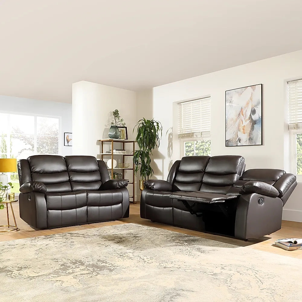 ROMA BLACK LEATHER 3+2+1 SOFA SET (Air Leather UKFR)