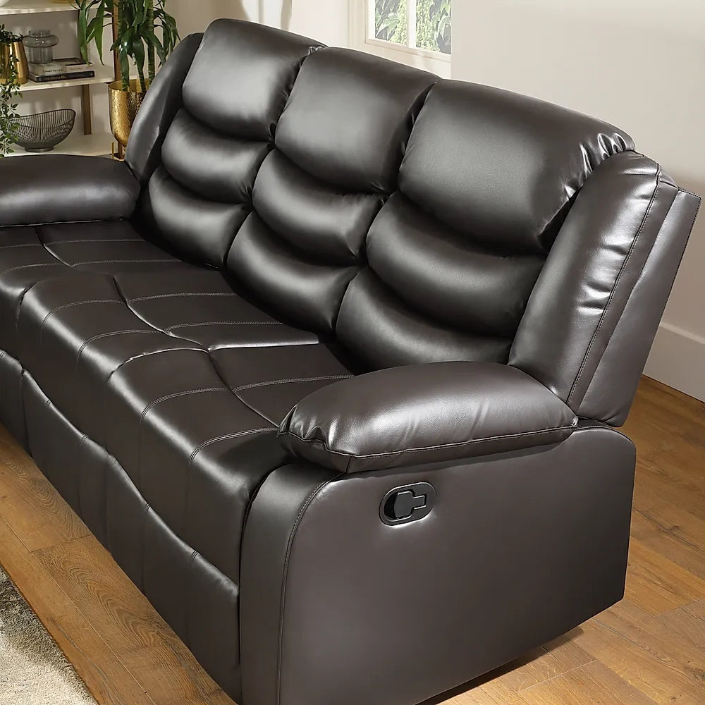 ROMA BLACK LEATHER 3+2+1 SOFA SET (Air Leather UKFR)