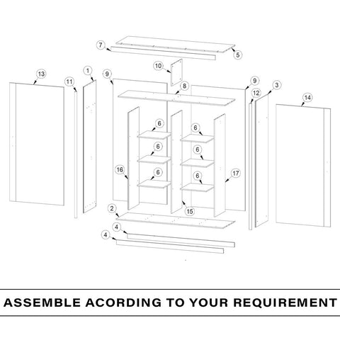 Round mirror sliding door wardrobe