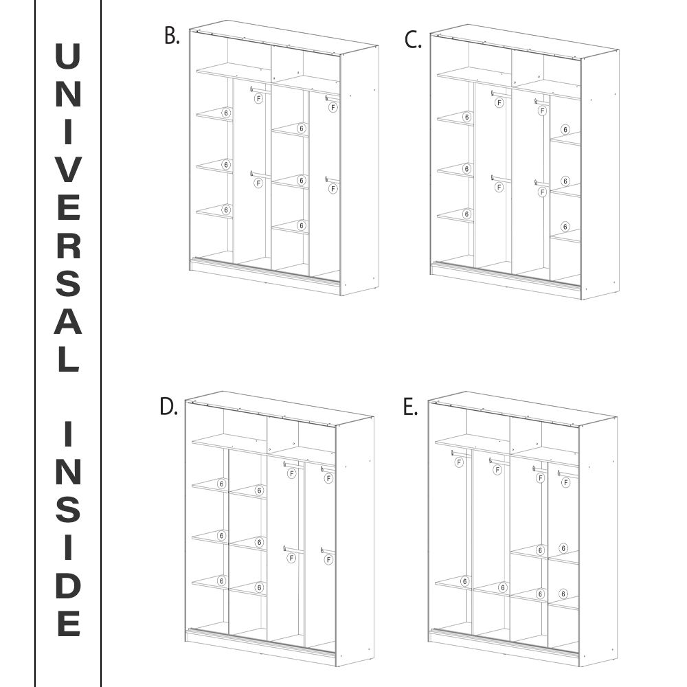 Round mirror sliding door wardrobe