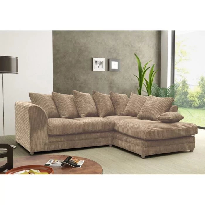 L shape 4 seater jumbo cord sofas in many colours