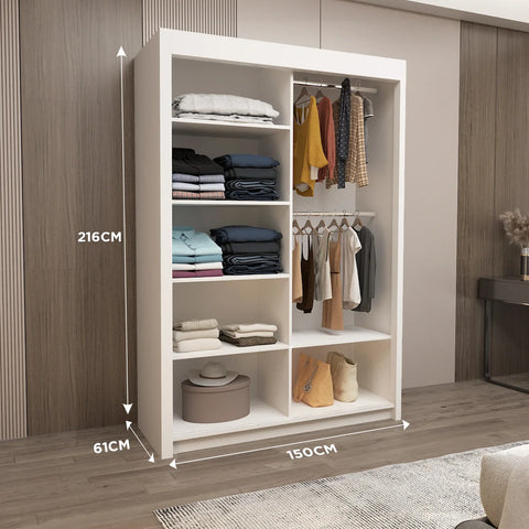 Milan Double Sliding Door Wardrobe