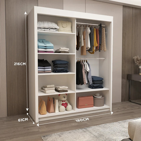 Milan Double Sliding Door Wardrobe