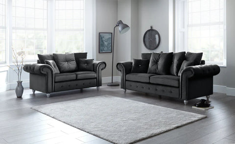 Ashwin Plush Velvet 3 Seater and 2 Seater Sofa Set