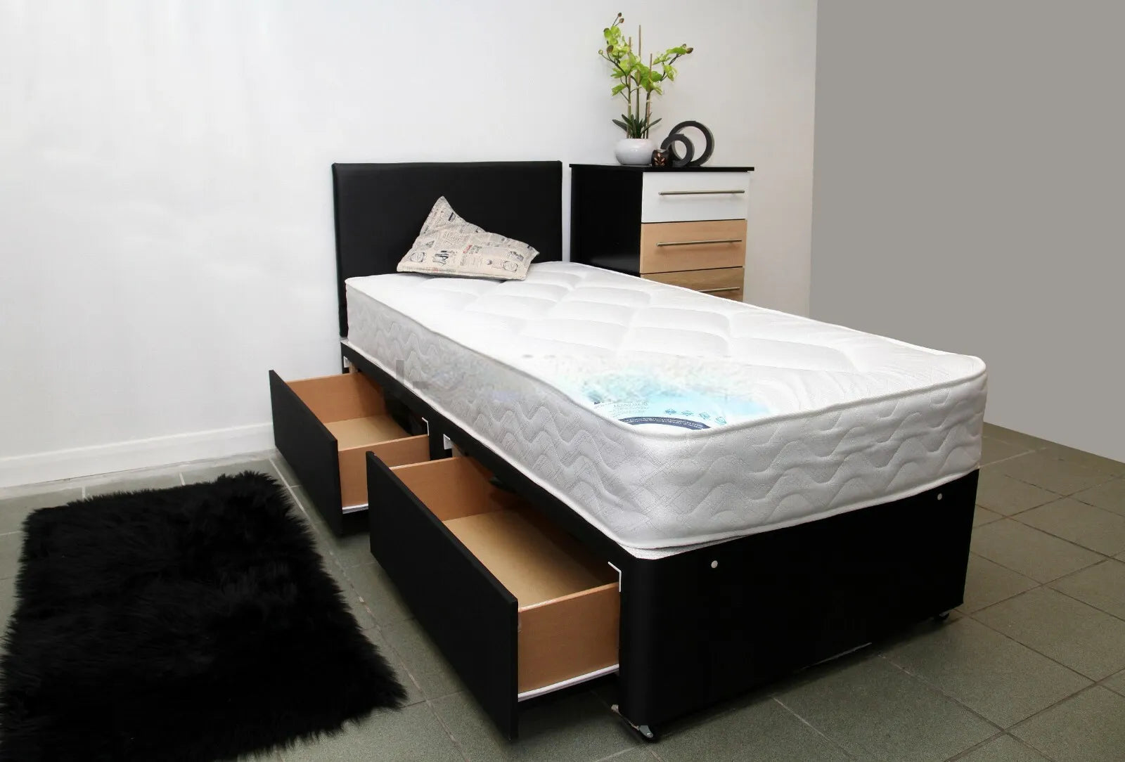 Divan beds with semi orthopedic mattress and Headboard