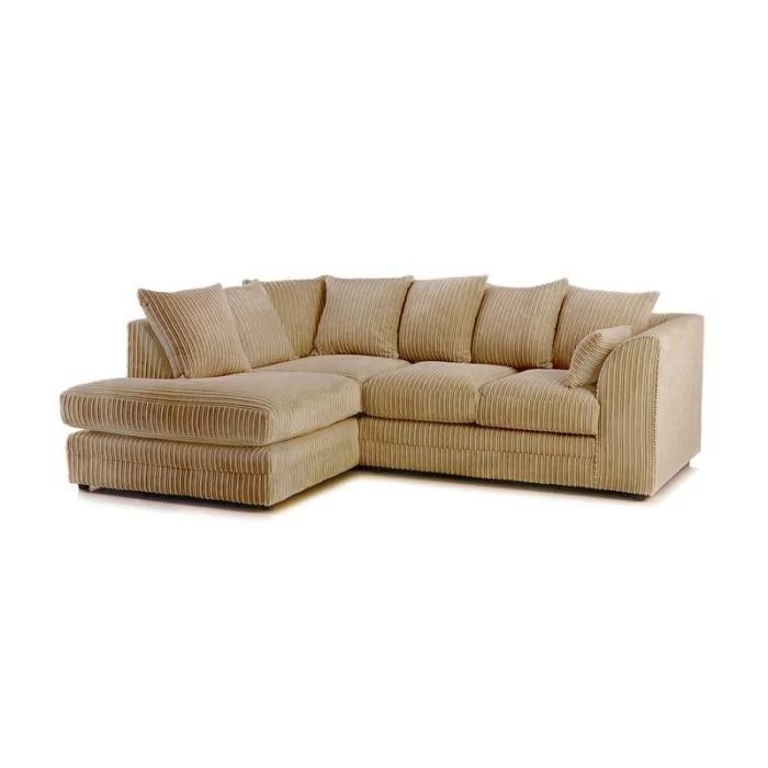 Zealous Jumbo Cord L Shape 4 Seater Corner Sofa In Camel – Left Side