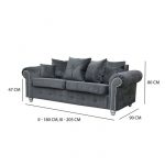 Ashwin Plush Velvet 3 Seater and 2 Seater Sofa Set - Grey 4 Ashwin Plush Velvet 3 Seater and 2 Seater Sofa Set Grey2