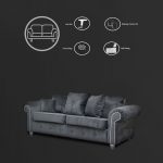 Ashwin Plush Velvet 3 Seater and 2 Seater Sofa Set - Grey 5 Ashwin Plush Velvet 3 Seater and 2 Seater Sofa Set Grey3