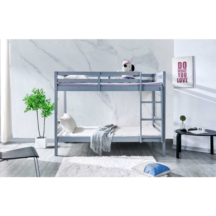 High Quality Pine Wooden Kids Bunk Single Bed Grey3