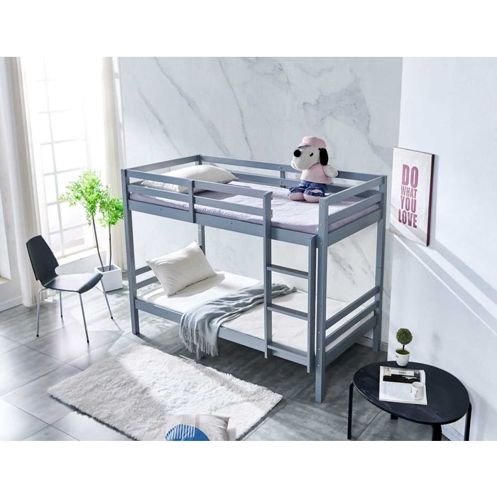 High Quality Pine Wooden Kids Bunk Single Bed Grey4