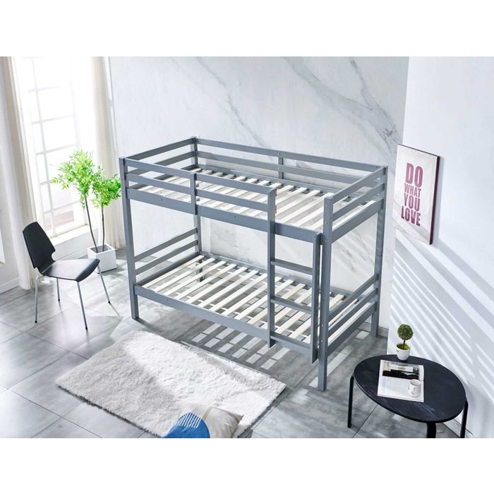 High Quality Pine Wooden Kids Bunk Single Bed Grey5