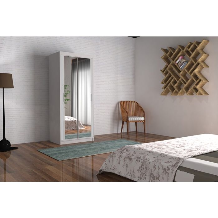 Hilton Mirror Sliding Door 90cm Wardrobe Grey2