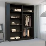 1Hilton Mirror Sliding Door 120cm Wardrobe Black