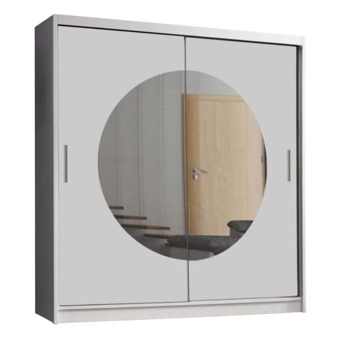 2Round mirror sliding door wardrobe