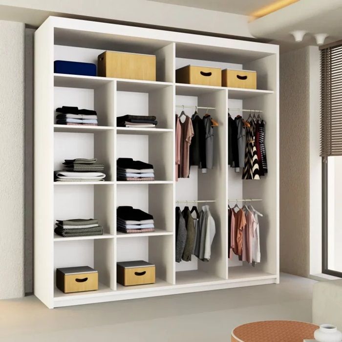 America Mirror Sliding Door 203cm Wardrobe White2