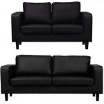 Box Black Faux Leather 3+2 Sofas Set 2 Box black faux leather 32 sofas set 1