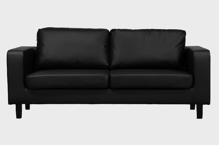 Box black faux leather 3+2 sofas set 2 Box black faux leather 32 sofas set 2