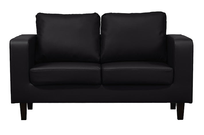 Box black faux leather 3+2 sofas set 3 Box black faux leather 32 sofas set 3